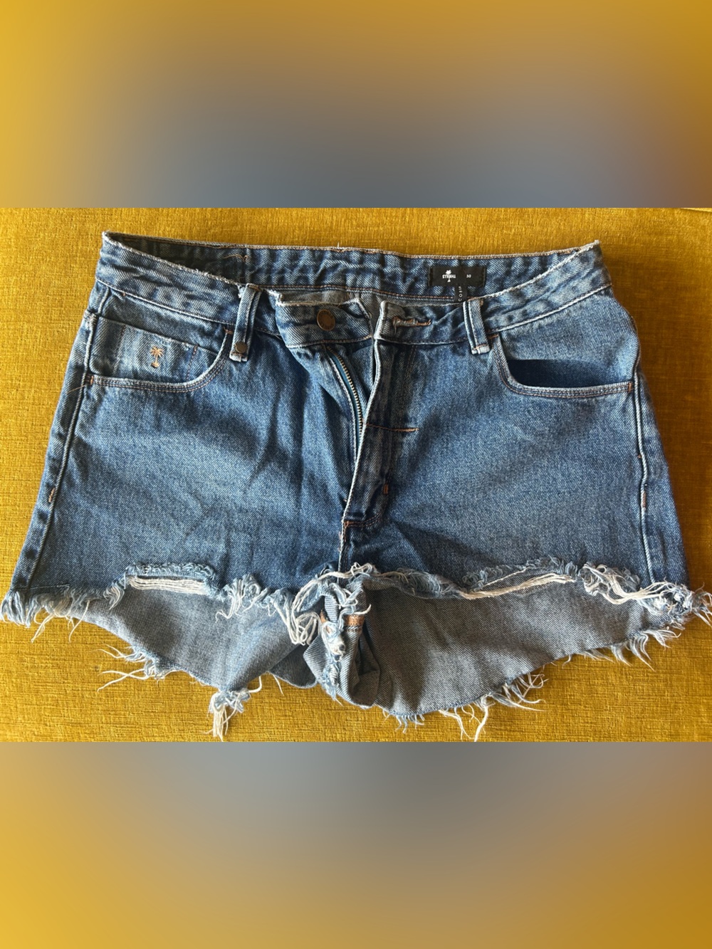 Thrills Distressed Blue High Waist Denim Shorts